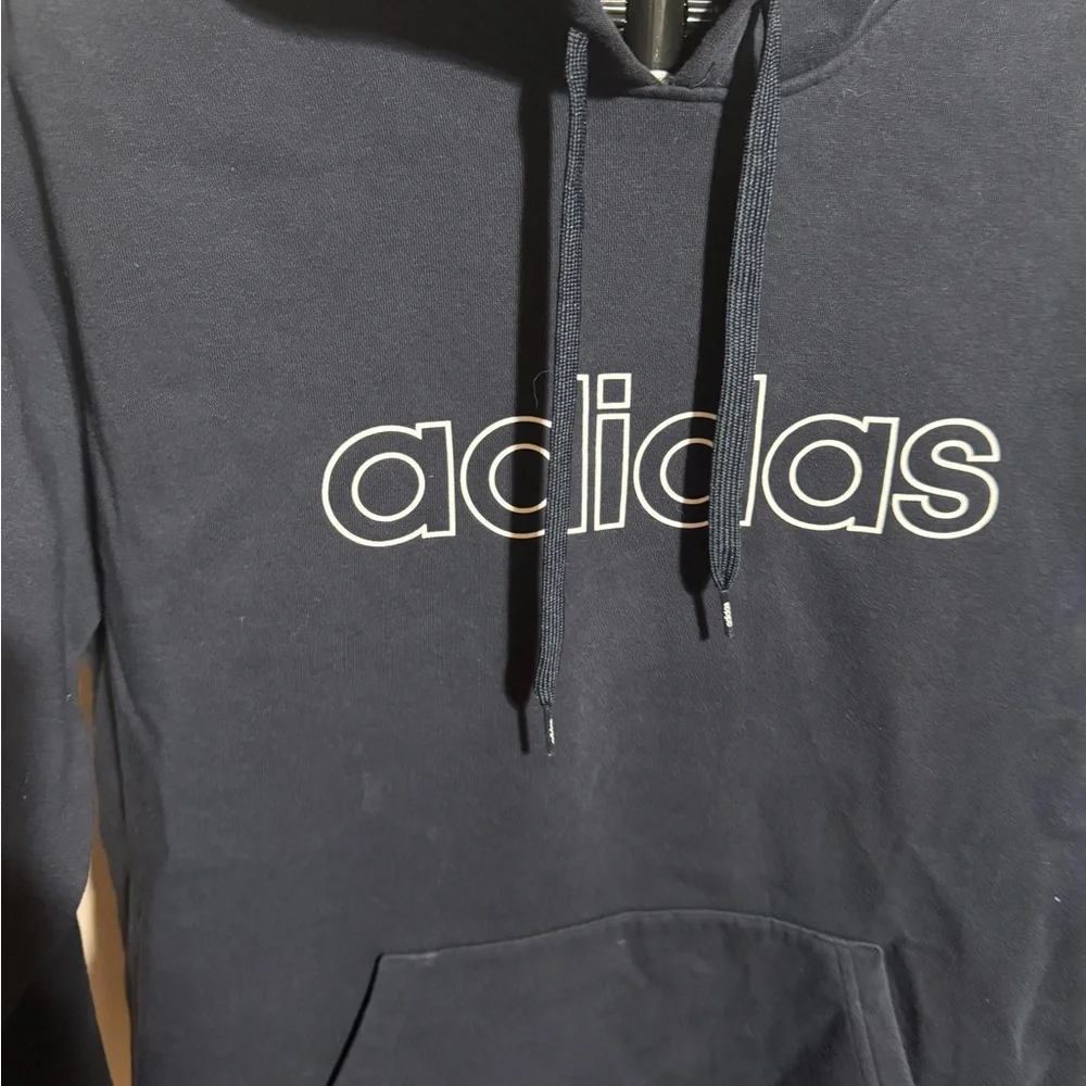 Adidas Men's Dark‎ Blue Hoodie with White Accents